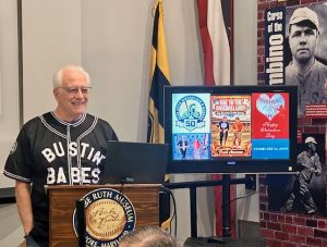 Frank speaking at the Babe Ruth Birthplace & Museum in Baltimore on February 14. Sponsored by SABR
